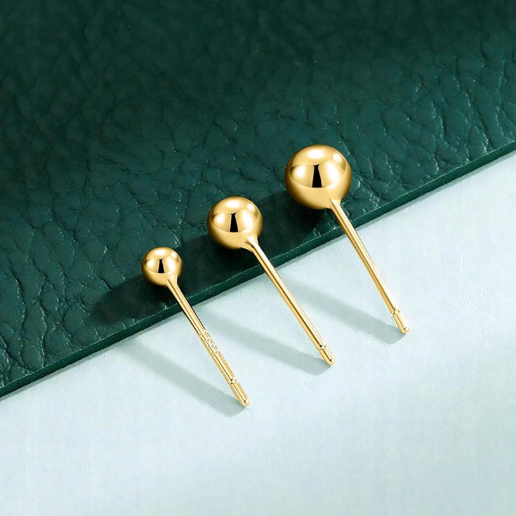 Kolczyki Złote Kule Kulki 3Mm 4Mm 5Mm Sztyfty Klasyczne Wkrętki