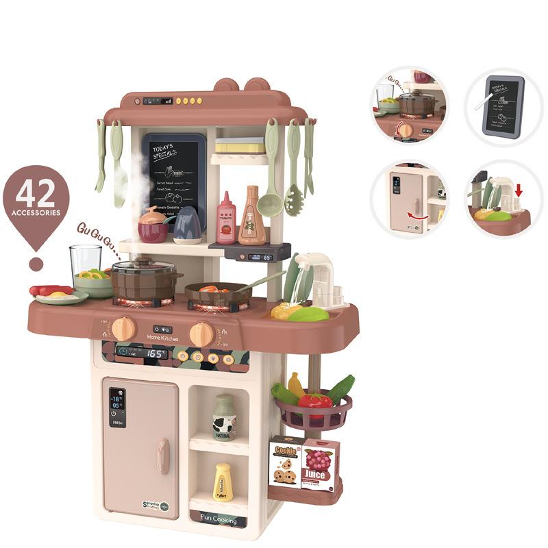 Children'S 63Cm Simulated Sound And Light Water Outlet Spray Kitchen Cooking Tableware Set Play House Cooking