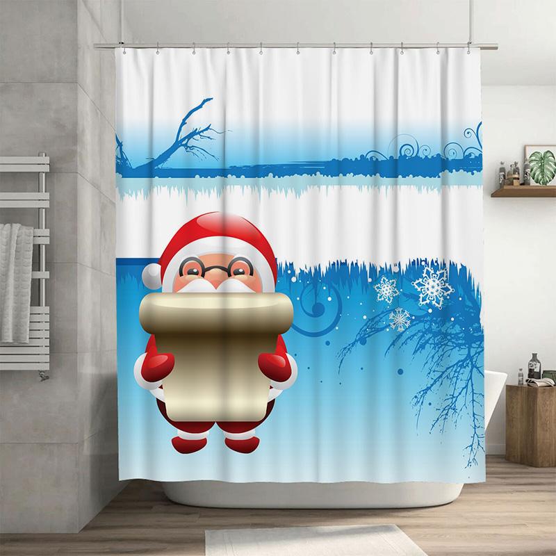 

Tu Charming Christmas Shower Curtain Festive Holiday Bathroom Decor Snowman Pattern Waterproof Fabric Backdrop Home Decor W60H190(CM)-1 Pcs