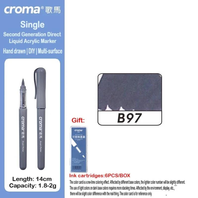 Croma 160/1 Farben Nachfüllbares Direktflüssig-Acrylmarker-Set mit Weicher Spitze, Waschbarer Aquarellpinsel Schulausstattung