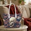 Gothic Skull Pattern Tote Bag Retro Design Daily Use Shoulder Bag Stylish Shopping Handbag