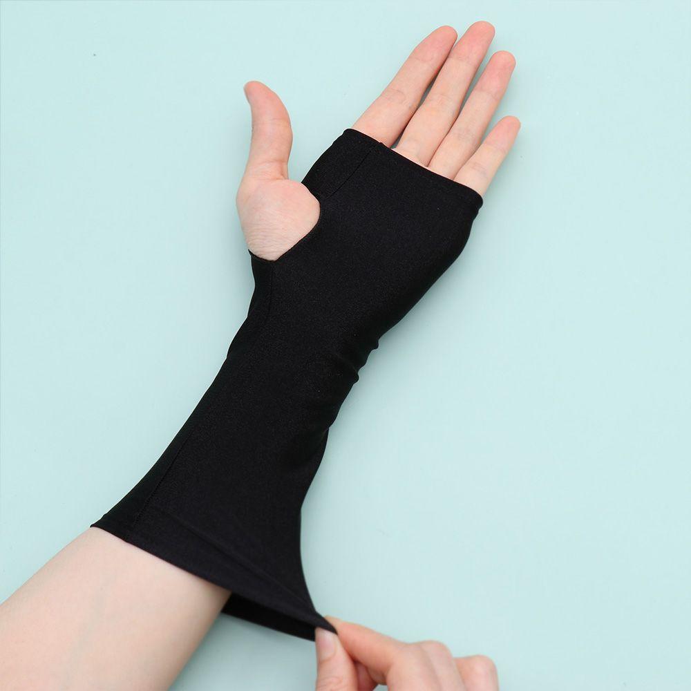 Women Arm Cool Solid Mittens Cycling Fingerless Long Gloves Sunscreen Protection Half Finger Sleeves
