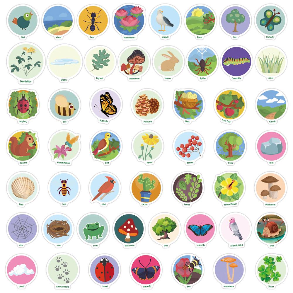 50-Pack Nature Walk Scavenger Hunt Stickers for Suitcases & Water Bottles