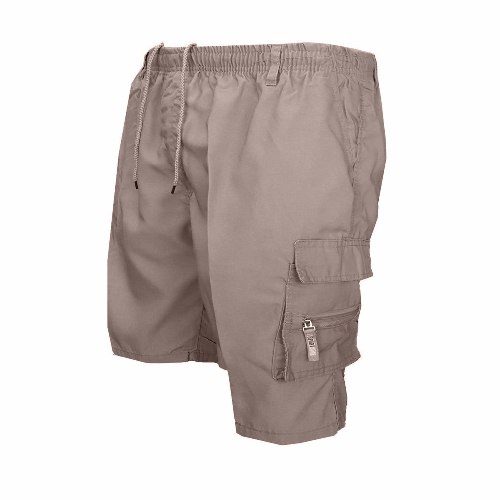 

Men s Casual Cargo Shorts, Breathable Cotton, Elastic Waistband, Multi-Pocket Design, Perfect for Outdoor Activities XXXL хаки