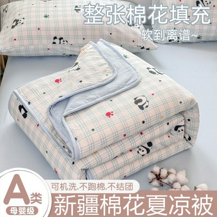 Small Fresh Printed Double-layer Yarn with Small Edging Xinjiang Cotton Summer Cool Quilt