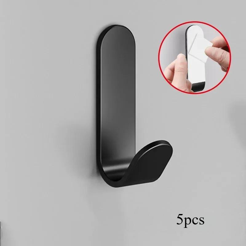 3/5PCS Self Adhesive Strong Wall Organizer Hook Behinddoor Key Cloth Hanger Hook Bathroom Robe Towel Holder Rack Kitchen Home Organizer