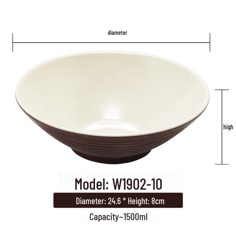 Melamine White Noodle Bowl, Imitation Porcelain, Large Plastic Soup/Rice Bowl for Commercial Use.