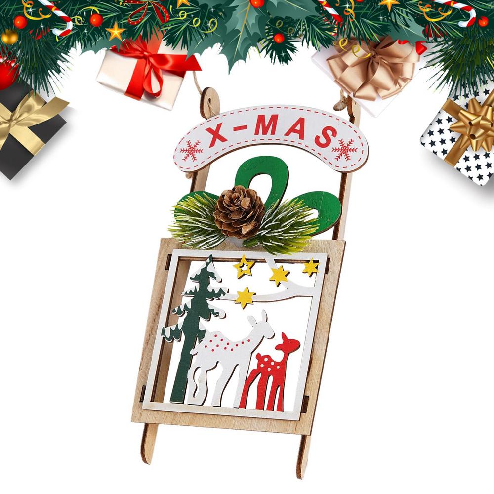 Christmas Decorations Figurine Pendant Crafts Wooden Christmas Decorations For Holiday Party Supplies Home Kitchen Outdoor