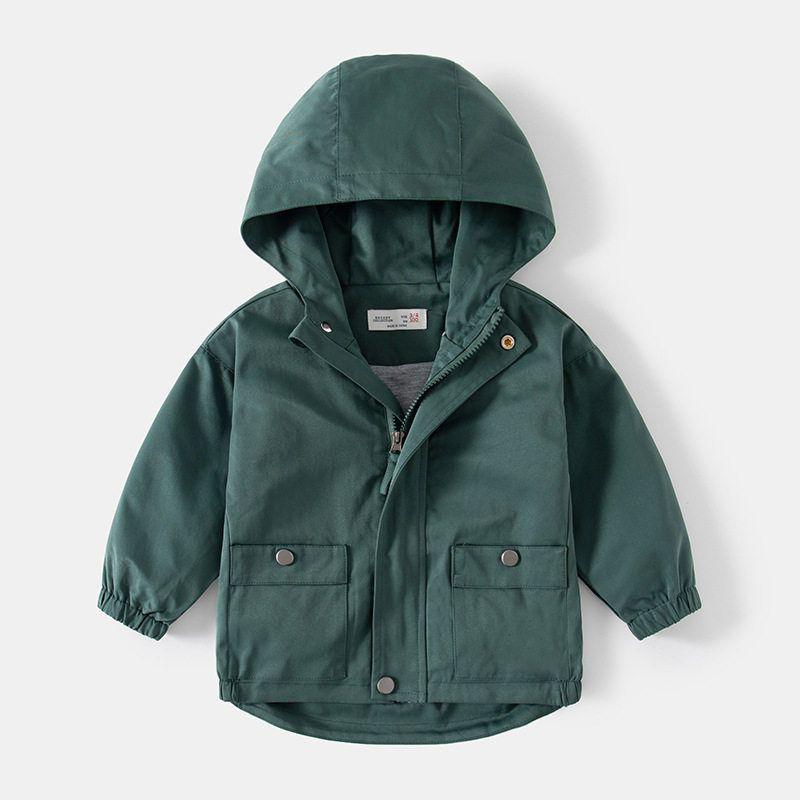 Autumn Children s Clothing Korean Style Children s Jacket Boys Hooded T-shirt Long sleeve Outerwear Medium and Large Children s Jacket Casual Clothes Green 100 cm