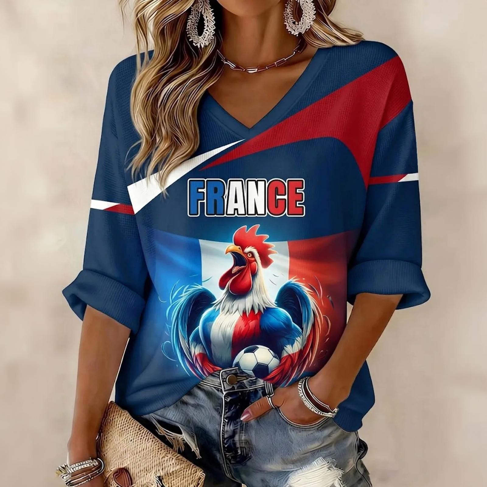 Women s V-Neck Soccer Print Lightweight Blouse for Spring Summer Casual Wear XXXL