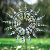Wind Powered Metal Windmill Ground Mounted Windmill Rotating Garden Art Wind Spinner  Lawn Decor