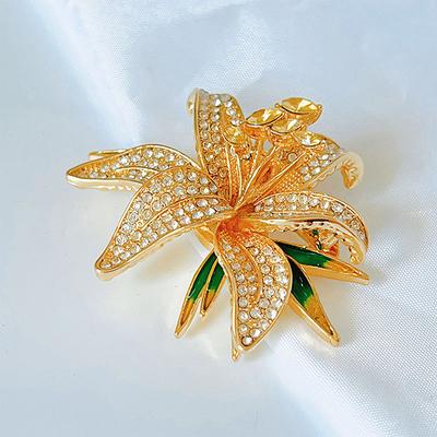 Luxury Lily Flower Brooches For Women Girls Full  Beautiful Plants Brooch Versatile Corsage Clothing Accessories Gifts