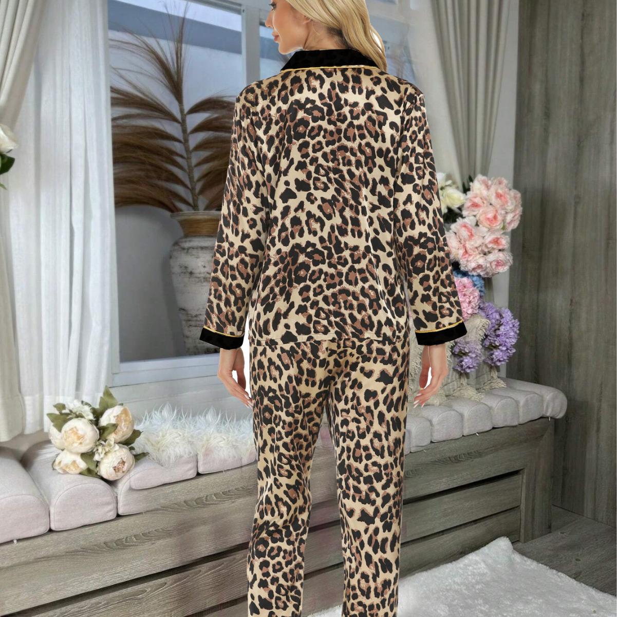 

Женская домашняя одежда в европейском и американском стиле на весну и осень, комплект из 2 предметов с длинными рукавами и длинными брюками, модная повседневная домашняя одежда из сатина XL жёлтый