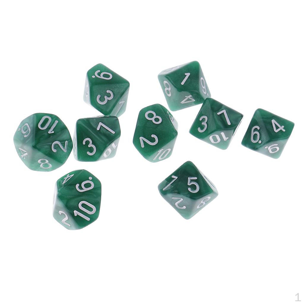 10-гранные кубики D10 для настольных карточных игр, аксессуар, набор для DIY из 10 штук