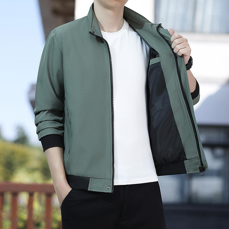 Baseball Collar Spring and Autumn Solid Color Versatile Casual Korean Version Loose Stand-up Collar Top Jacket Jacket