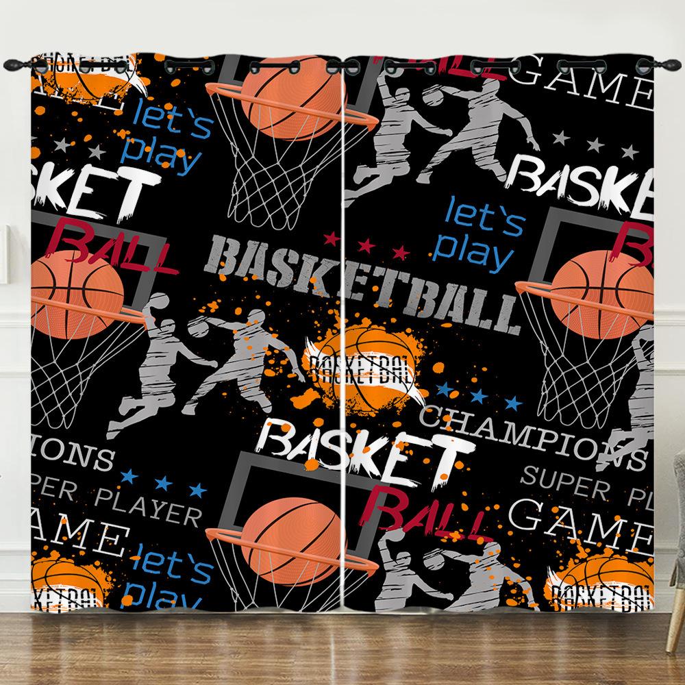 Curtains Bedroom Basketball Sports Digital Printing Blackout Curtains Perforated Curtains