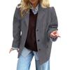 New Autumn European and American Style Vintage Brown Loose Pocket Long Sleeve Blazer for Women