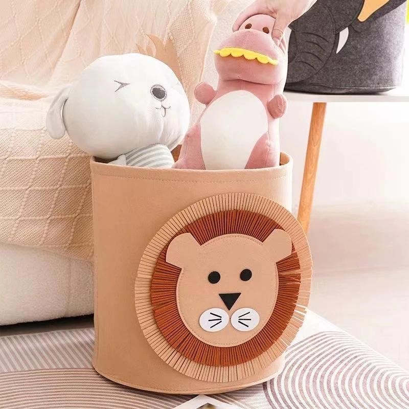 Cartoon large capacity baby toy storage bucket Large Laundry Hamper Kid Toys Storage Basket Clothes Organizer Black basket Box