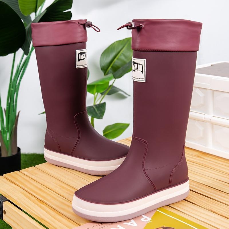 Rain Shoes Women's Fashion Outer Wear Soft-soled Waterproof Shoes New Rubber Shoes Non-slip High Rain Boots Women's Outdoor Camping