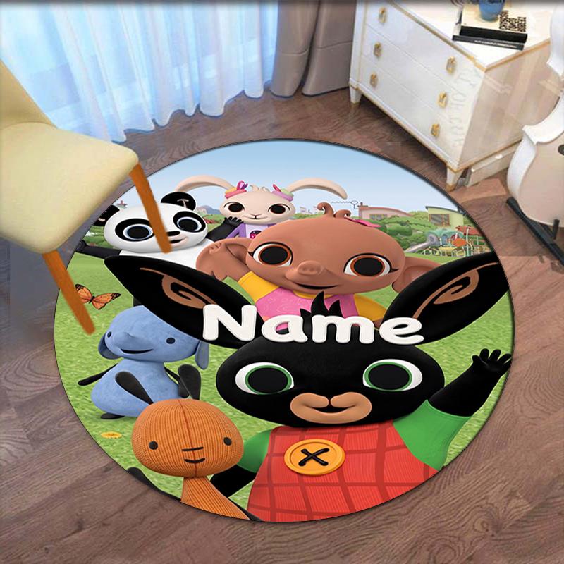 Custom Name Bing Printed Round Rug Carpet Chair Rug Area Rug Entryway Doormats,for Office Chair Living Room Bedroom Kitchen Room.