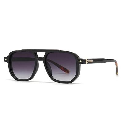 Vintage Double Bridges Square Sunglasses Clear Ocean Lens UV400 Protection Unisex Fashion Rivets Trendy Eyewear