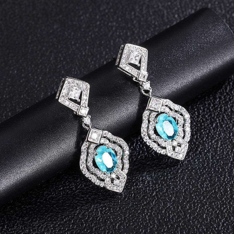 Jewelry Color Treasure Simulation Color Treasure Micro Inlaid Small Clear Stud Earrings Pendant Main Stone 6 * 8
