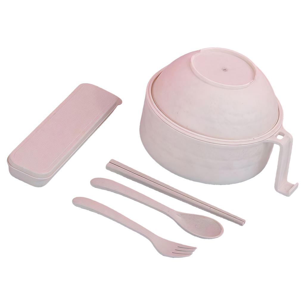 Complete Microwave Ramen Set Includes Bowl Cover Strainer Utensils Spoon Chopsticks Fork For Convenient Meals