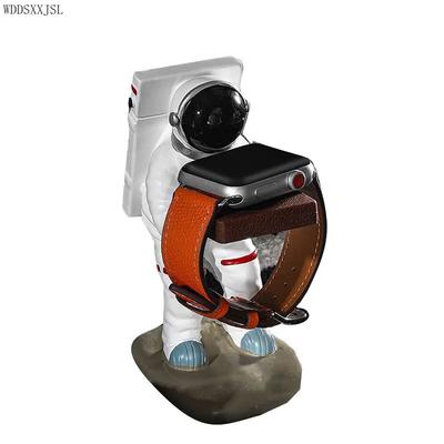 Depolama rafı Yaratıcı Karikatür Astronot Heykeli Saat standı Renk el ile boyanmış Reçine El Sanatları Ev Dekorasyon Aksesuarları Saat standı