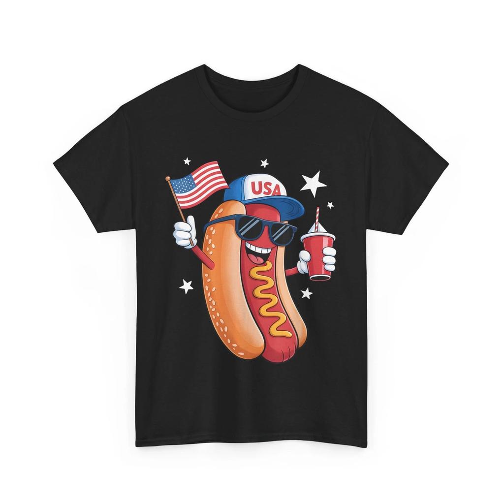 4th of July T-Shirt, 4th of July Hotdog Funny Fourth of July USA Flag T-Shirt