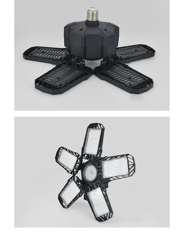 Adjustable LED Garage Light with Five-Fold Design for Indoor and Parking Lot Lighting