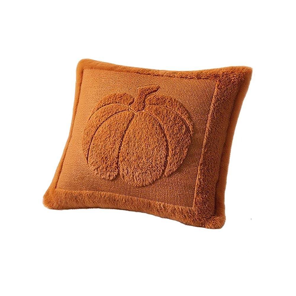 Pumpkin Pattern Plush Pillowcase Soft Plush Fabric Faux Wool Cushions  Fall Festival Decor