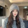 Butterfly Pattern Drawstring Beanie Cap Windproof Ear Protection Hat Knitted Woolen Hat  for Women