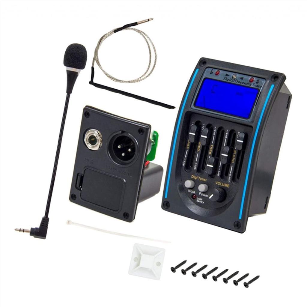 5-band Acoustic Guitar Pickup Preamp Tuner W/LCD Screen   Microphone Guitar Accessories Guitar Pickup Acoustic