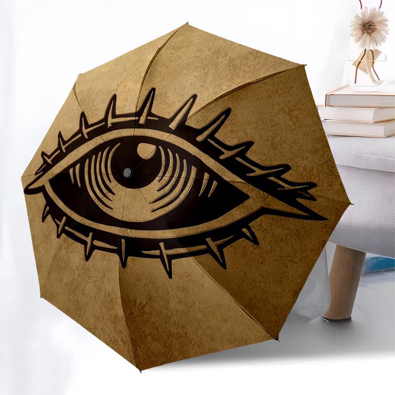 1pc Eye Spikes Automatic Folding Umbrella, Heavy Duty 8 Rib Iron Frame, Suitable for Travel, Daily Use, Birthday, Decor Gift 86