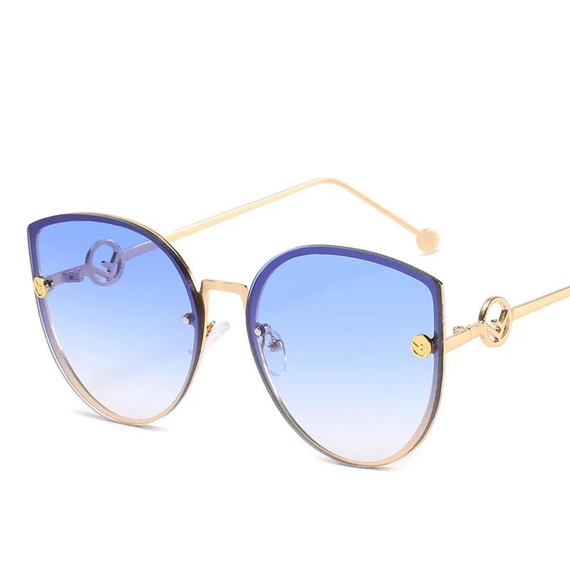 Classic Cat Eye Alloy Sunglasses Woman Brand Designer Big Frame Sun Glasses Female Vintage Metal Oculos Feminino