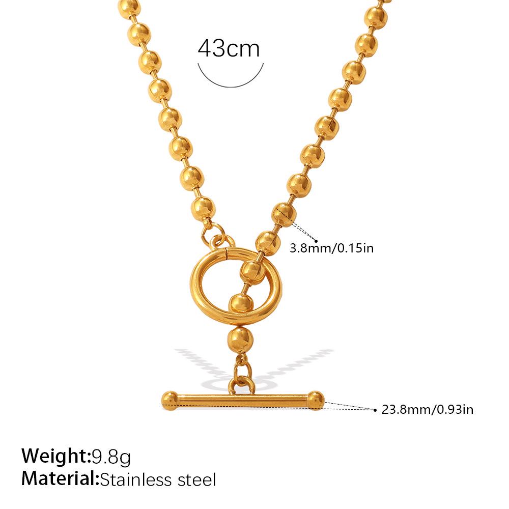 Высококачественное круглое бусина О-образная застежка Нержавеющая сталь Ожерелье - Легкая роскошь Нишевый стиль