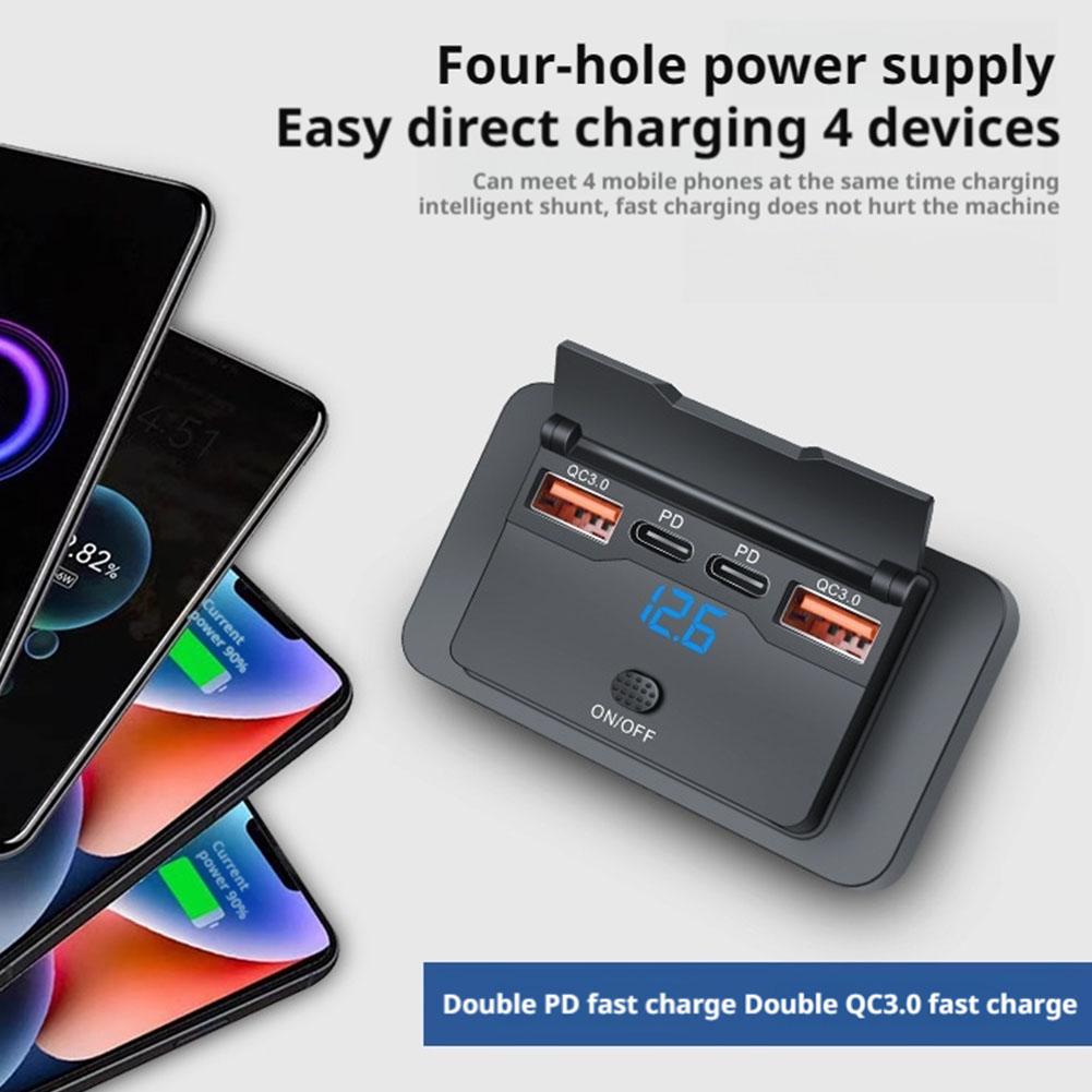 4-Ports Car Charger Outlet Panel Wall Mount With 3.1A For Car Bus Truck RV Waterproof Accessories 2025
