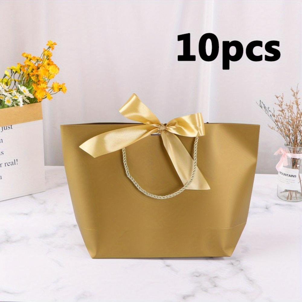 

10 шт. Золотые подарочные пакеты, маленькие подарочные пакеты с ручками, подарочные пакеты для вечеринок с золотым бантом, бумажные подарочные пакеты оптом для подружек невесты на Рождество и свадьбу 10pcs golden