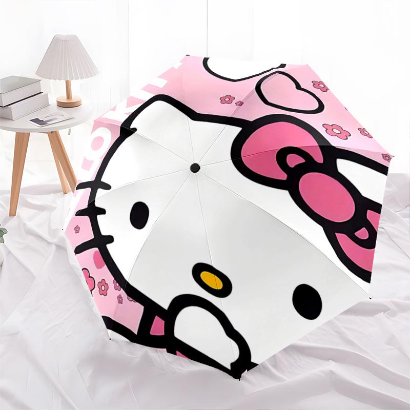 

1pc Hello Kitty Pink Flower Automatic Opening Folding Umbrella with Iron Frame - Perfect Gift for Fans, Travelers, Everyday Use.N001