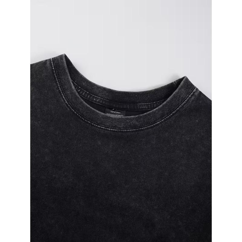 European Sizes Washed T-Shirt for Men Perfect for Streetwear Casual Outings Comfortable Crew Neck Vintage Tops for Men