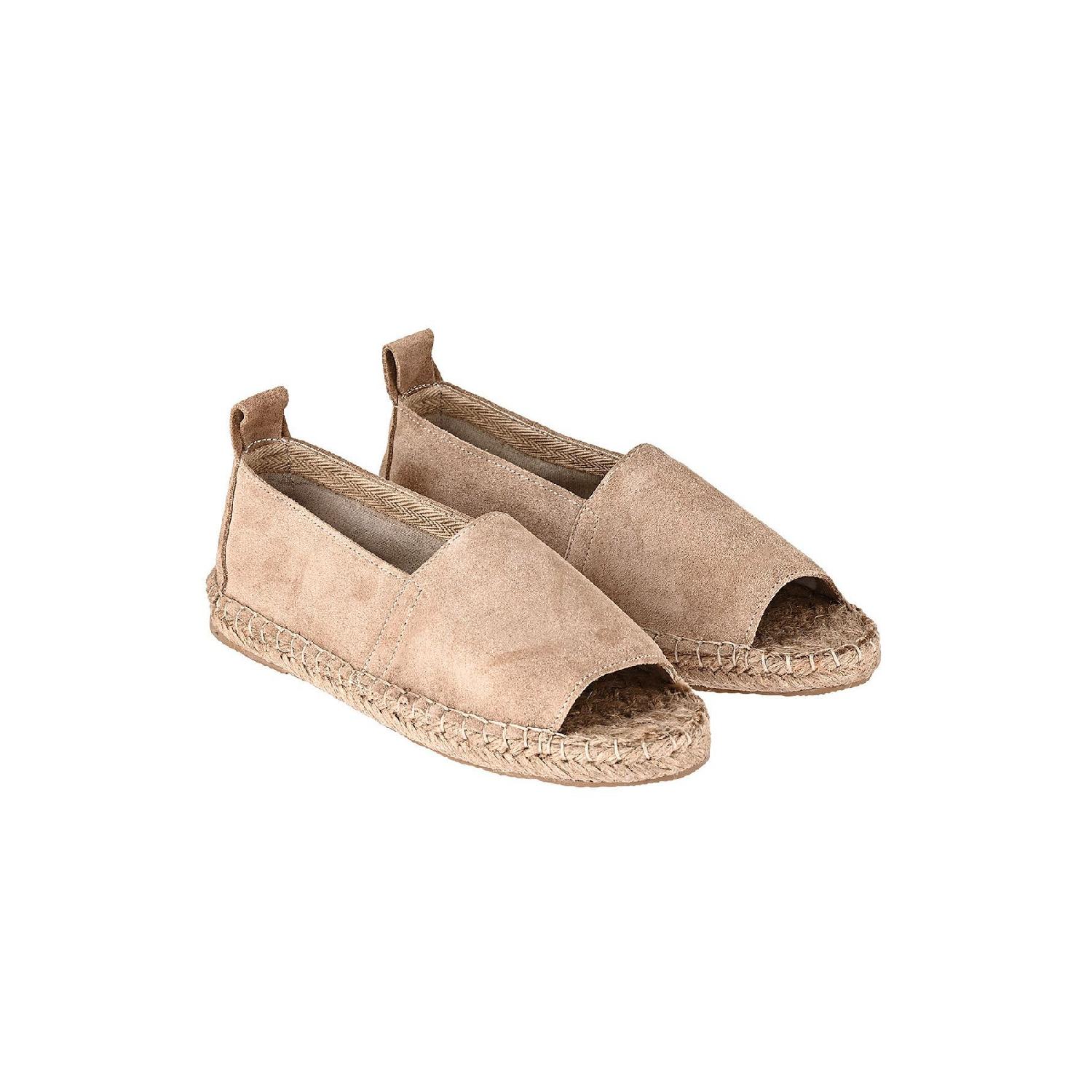 

Women s Beige Genuine Leather Handmade Espadrilles 36