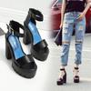 Fashion European nightclubs dj bar singer ds performance shoes cross belt 13cm thick super high heel waterproof platform sandals