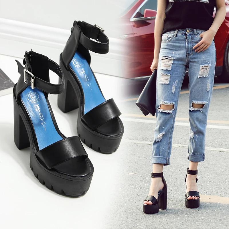 Fashion European nightclubs dj bar singer ds performance shoes cross belt 13cm thick super high heel waterproof platform sandals