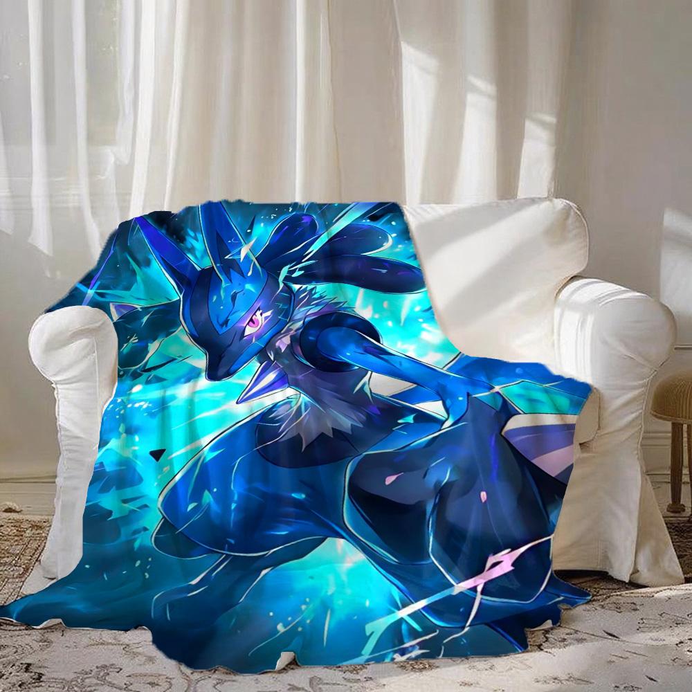 Kawaii L-Lucarios Throw Blanket for Sofa Blankets & Throws Furry Home and Decoration Camping Bedspread On the Bed New Year Anime