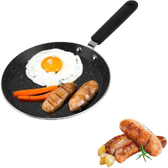 Tissting Crepe Pan 6in Aluminum Alloy Non Stick Pancake Dosa Griddle with Plastic Handle, Round Flat Skillet for Induction Stove Gas Cooker