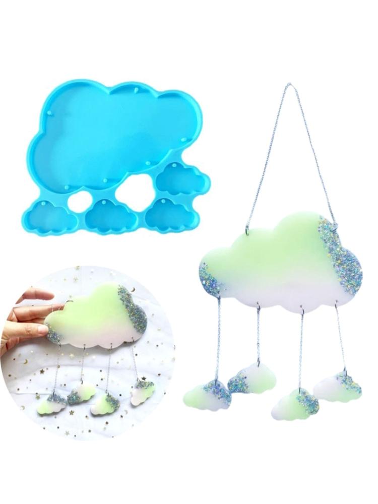 Cloud Combination Pendants Silicone Mold Door Hanging Plate Wall Decoration Crystal Epoxy Resin Mold for  Crafts