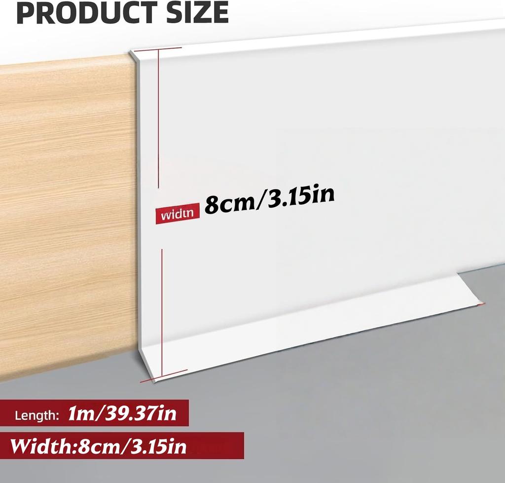 1pc Wall Baseboard Trim, Flexible Self-Adhesive Rubber Baseboard for Walls, Peel and Stick Wall Molding Trim,Flexible Baseboard