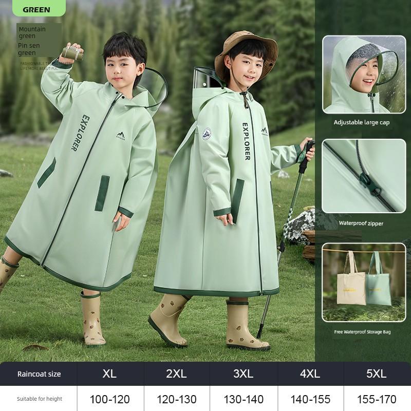 Children's Raincoat for Boys and Girls 2025 New Model for Primary School Students with Backpack Space, Full-Body Rain Poncho for Heavy Rain Protection