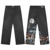 Vescartes Gefallener Engel Bestickte Jeans Locker Gerades Bein Vintage Hose Herren Damen