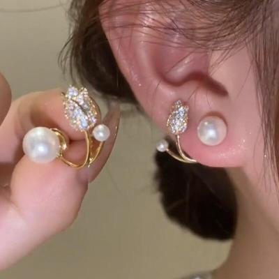 Französisch Licht Luxus Kristall Tulpe Blume Stud Ohrringe Für Frauen Koreanische Zirkon Exquisite Ohrring Party Weihnachten Schmuck Geschenk
